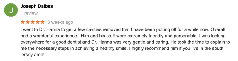A testimonial from dr. Hanna about her teeth whitening