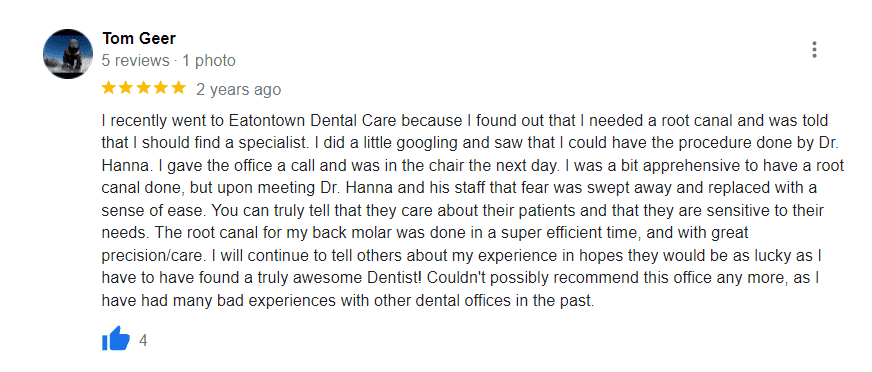 A review of the dental office from an individual.